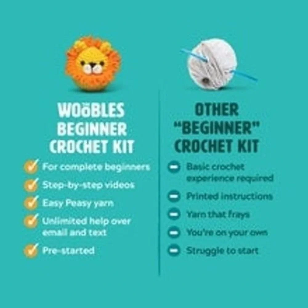The Woobles Sebastian the Lion Learn to Crochet Kit for Beginners Amigurumi